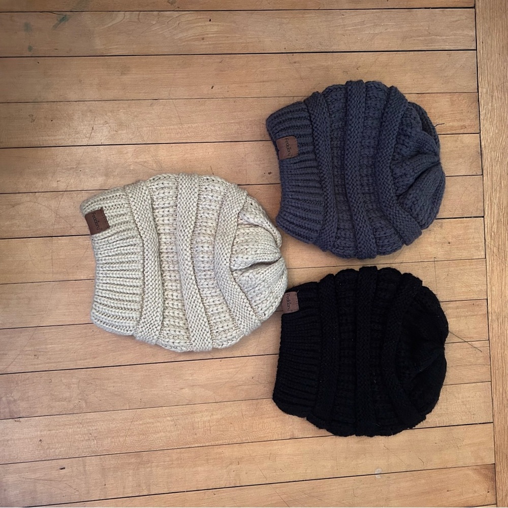 Cozy Knit Beanies in Black, Gray, and Cream